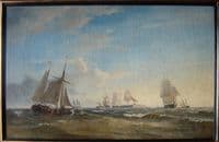 The Danish blockading squadron at the mouth of the Elbe