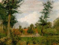 Farm Buildings at the Edge of a Clearing