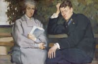 Portrait of Writer and Teacher Sofia Mirimanova and Her Student