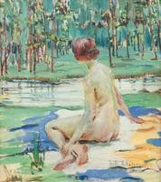 Seated Nude in Landscape