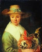A Girl with a Rooster