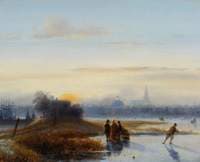 River Scene with Skaters