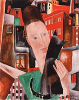 Woman and Black Cat at Night