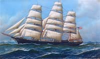The American Clipper Ship Gamecock under Full Sail