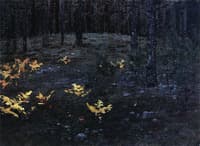 Forest in Autumn. Ferns