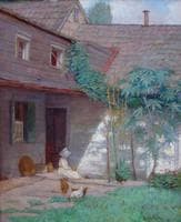 Courtyard Scene with Chickens