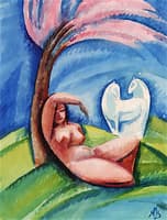 Sleeping Nude with Two White Horses