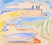Boat and Three Figures on the Coast of Fehmarn
