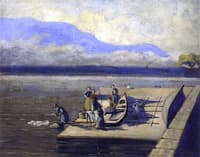Woman Washing Clothes, Lake Geneva, Switzerland