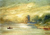 Misty River with Boat