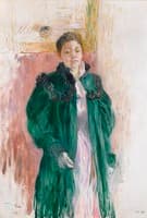 Young Woman in Green Coat