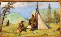 Two Women in Uniform before Tent