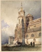 Die Stiftskirche von Klosterneuburg mit der Lichtsäule