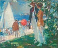 Fashionable Couple at Lakeside