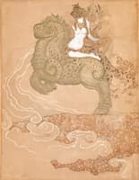 Three Women Riding a Mythical Monster