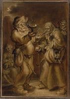 Moralizing Scene with an Old Woman and a Man