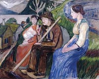 Self-Portrait at Sandalstrand with Engel and Her Sister