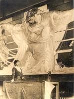 Violet Oakley at work on Mural, International Unity and Understanding