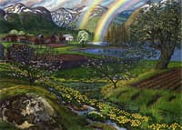 Marsh Marigolds and Double Rainbow