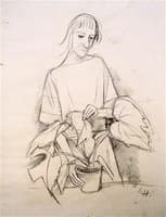 Girl with Potted Plant