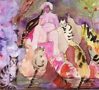 sketch for batik with cats wall hanging