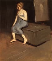 Model in Towel, Sitting on Box