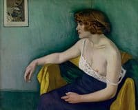 Jeune femme assise de profil