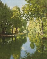 Punts Moored on Still Waters