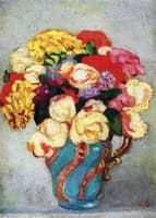Bouquet in a Turquoise Vase