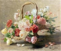 Panier de roses rouges et blanches