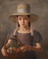 A Girl with Fruits in a Basket