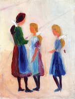 Three Girls with White Hair Ribbons