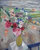 A still life with flowers and a view of the Amstelveenseweg