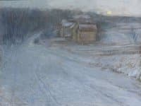 Moon Rising over Winter Landscape
