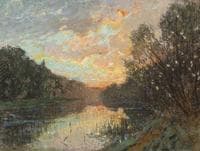 Banks of a River at Sunset