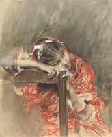A Girl Wearing a Red Shawl