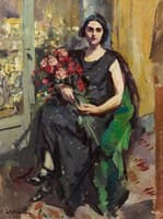 Young Lady with a Bouquet of Roses
