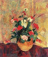 Still Life of Flowers on a Round Table