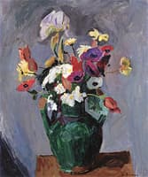 Flowers in a Green Vase