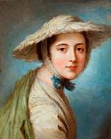 Head of a Girl Wearing a White Hat