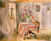 Interior with a Table and Flowers