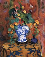 Still Life of Nasturtiums in a Japanese Vase