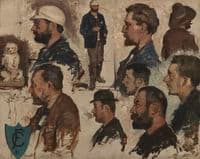 Study of Male Heads and a Dog