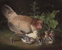 Hen and Chickens in a Landscape