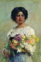 Serbian Girl with a Bouquet