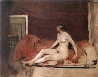 Nude on a Blanket with Red Flowers