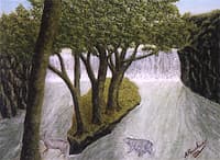Stag and Boar Fording a River