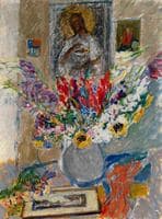 Still Life with Flowers and Icon