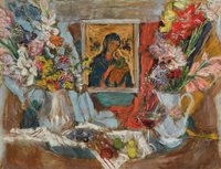 Still Life with Flowers and Icon
