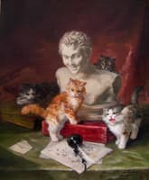 playing cats with skulpture